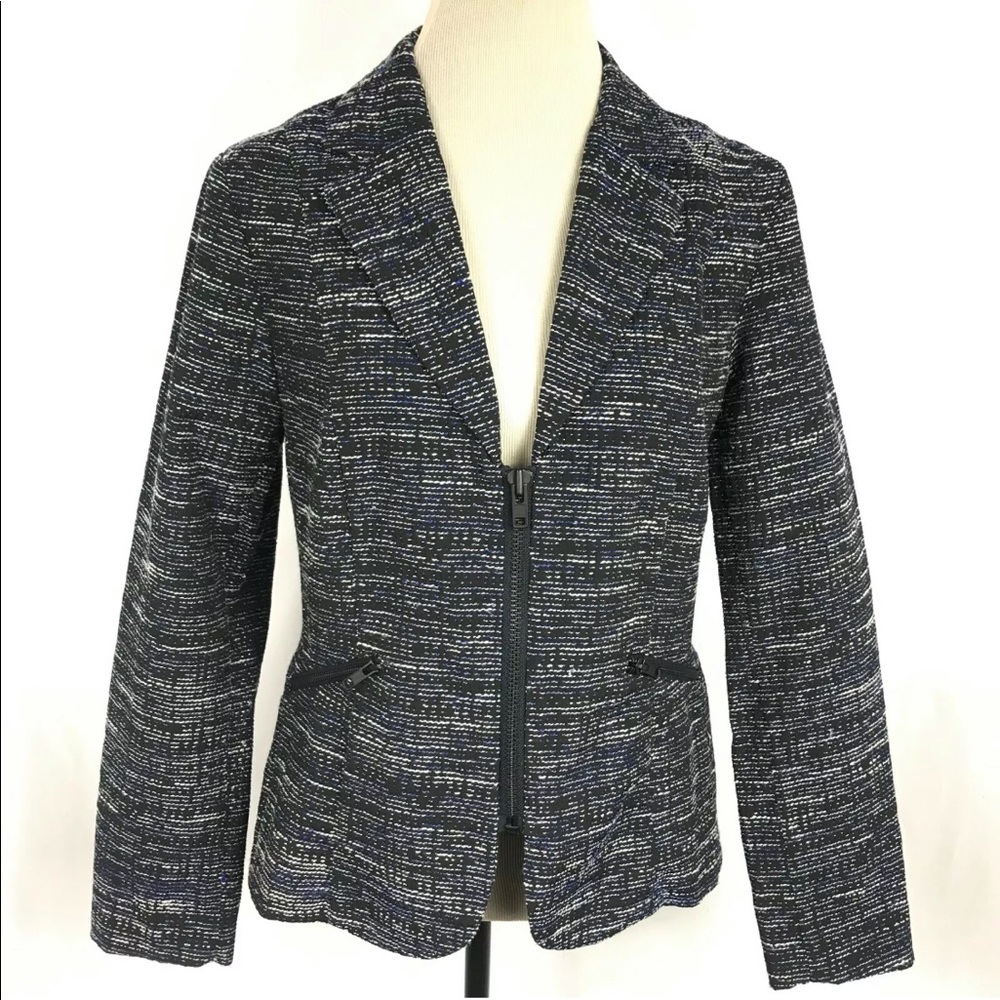 CAbi Mingle Midnight Tweed Zipper Front Blazer